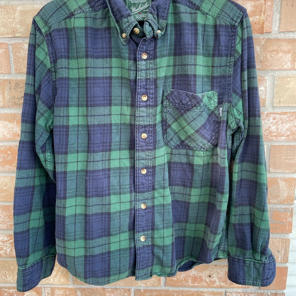 Woolrich Casual Green and Blue Plaid Shirt